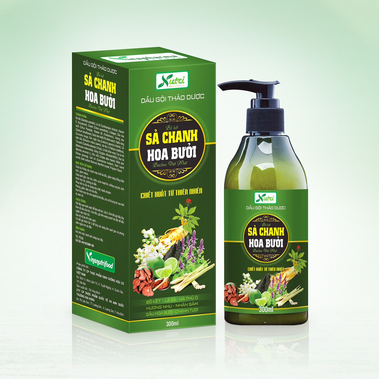 Dầu gội thảo dược bồ kết sả chanh hoa bưởi